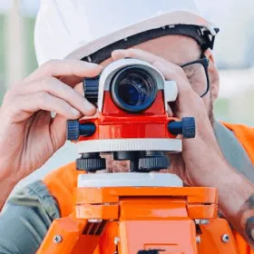 Industrial surveyor inspecting a project site